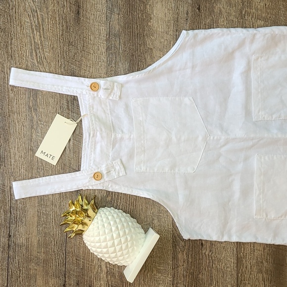 NWT! Mate the Label Maya Linen Overalls - White - Picture 3 of 15